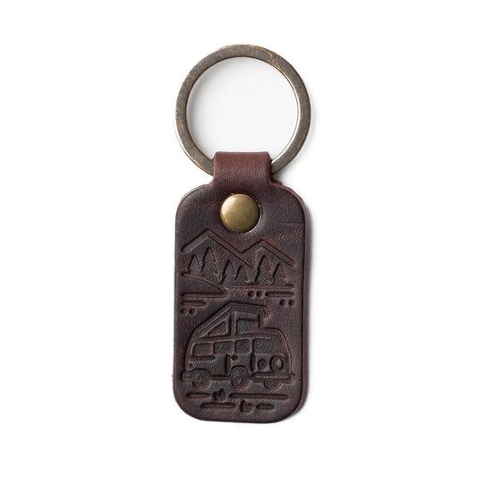 Leather Camper Van Keyfob - Oxblood