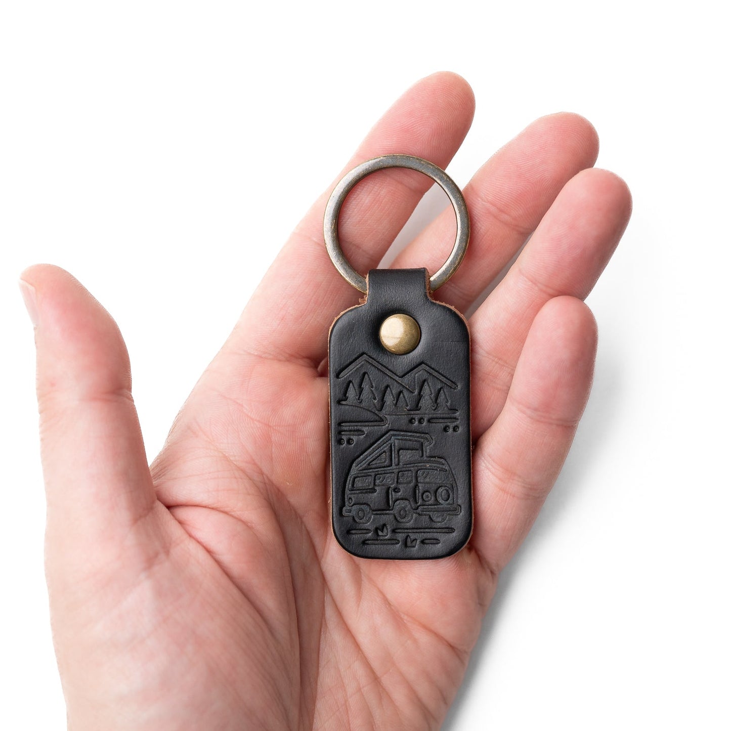 Leather Camper Van Keyfob - Black