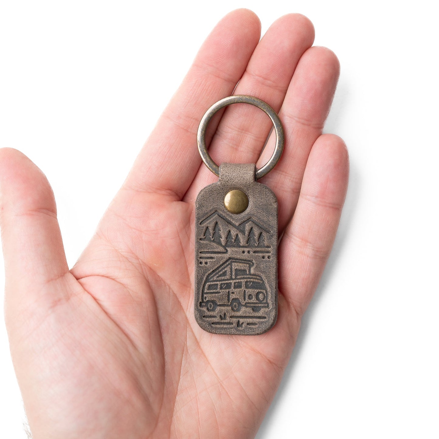 Leather Camper Van Keyfob - Slate