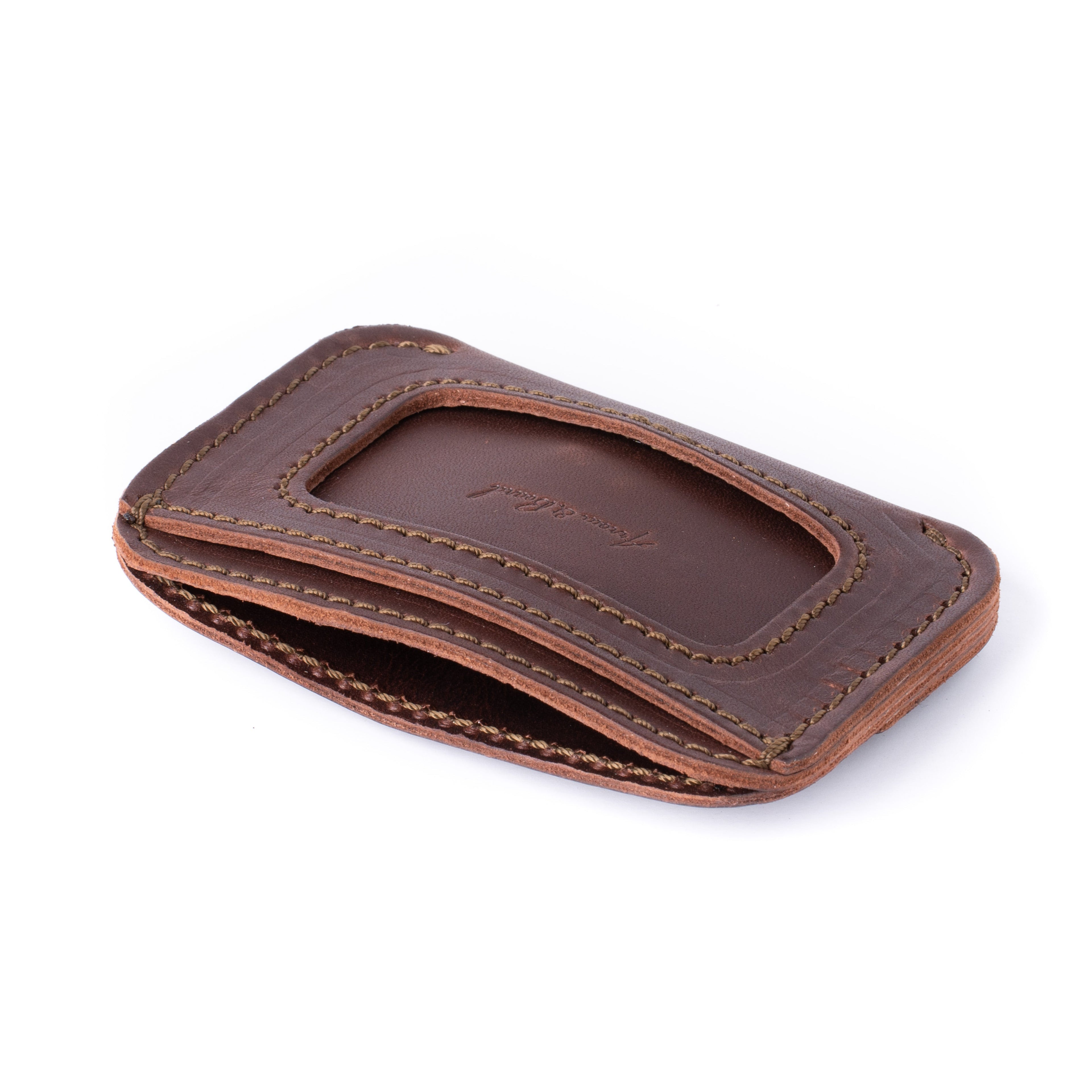 Leather Simple ID Wallet - Chestnut