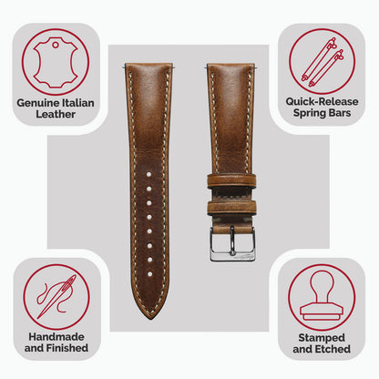 Classic Highley Genuine Leather Watch Strap - Light Brown