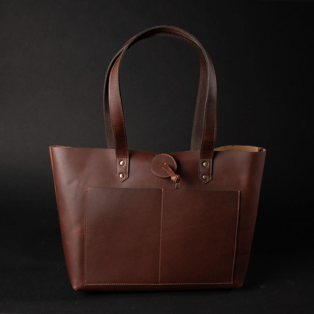 Tolredo - Brown Leather Tote Bag with Leather Closure