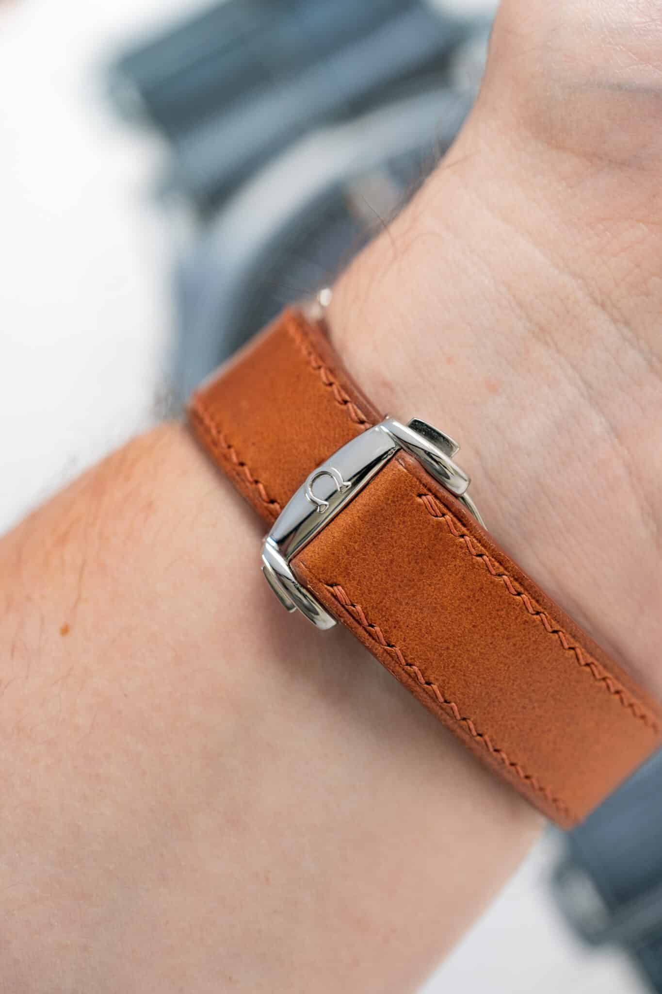 Omega-Style Deployant Strap - Chestnut Buttero