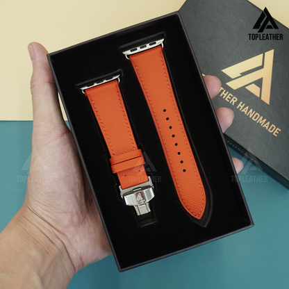 Watch Strap Epsom Leather for Apple Watch, Samsung Watch, Mechanical Watch - Orange EP2203