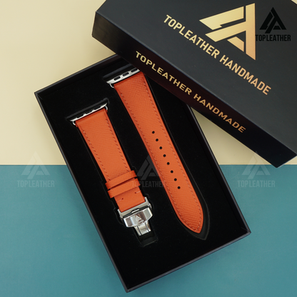 Watch Strap Epsom Leather for Apple Watch, Samsung Watch, Mechanical Watch - Orange EP2203