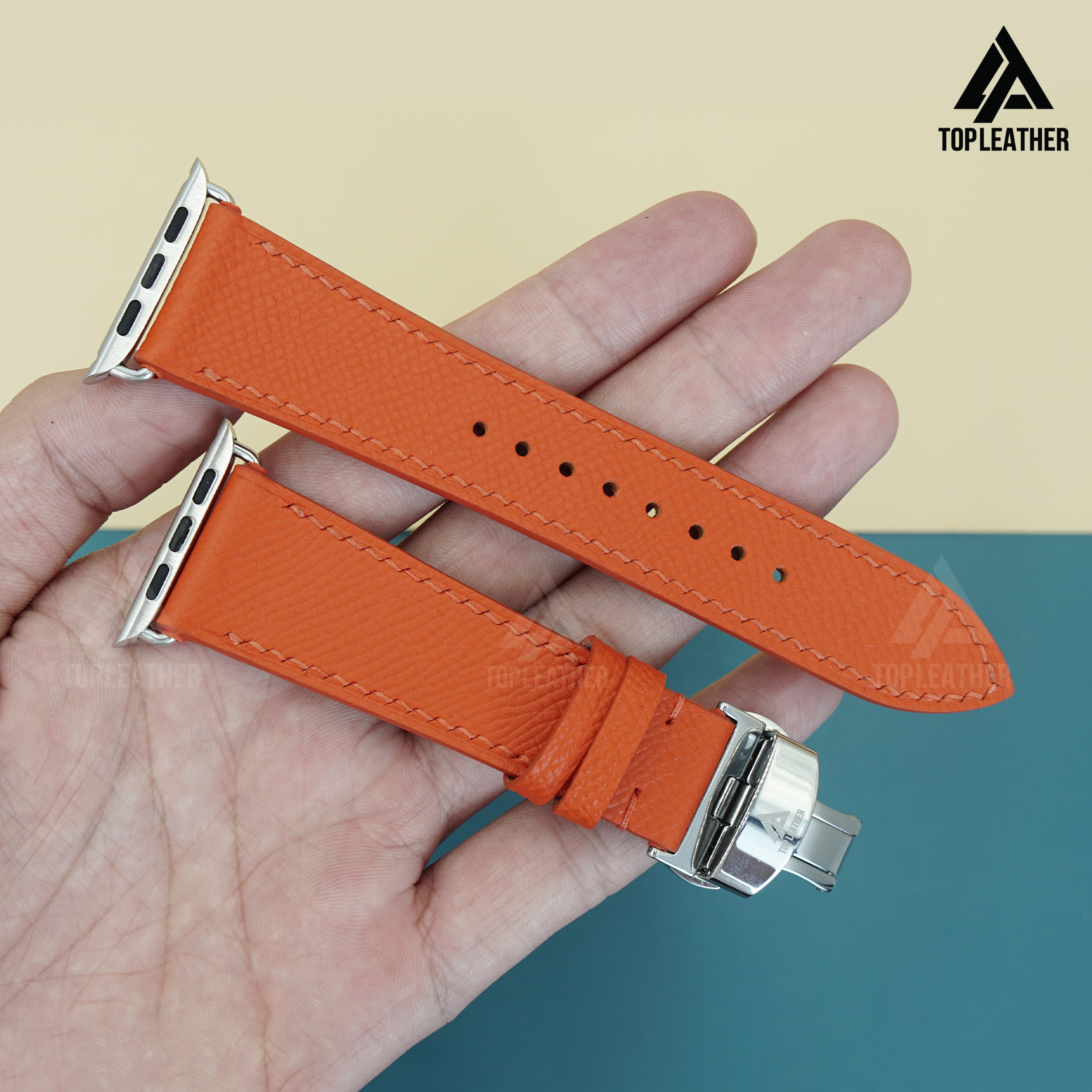 Watch Strap Epsom Leather for Apple Watch, Samsung Galaxy Watch, Mechanical Watch - Orange EP2203