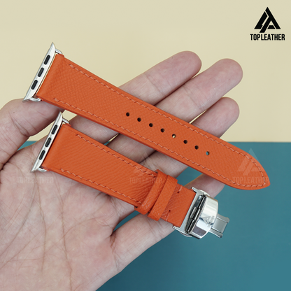 Watch Strap Epsom Leather for Apple Watch, Samsung Watch, Mechanical Watch - Orange EP2203