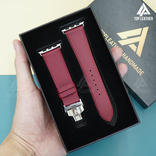 Watch Strap Epsom Leather Watch Strap - Wine Red EP2210