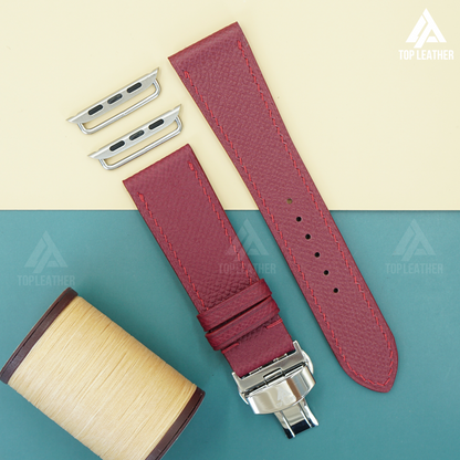 Watch Strap Epsom Leather Watch Strap - Wine Red EP2210