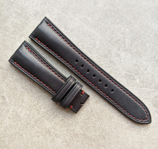 French Calfskin Watch Strap - Black Contrast