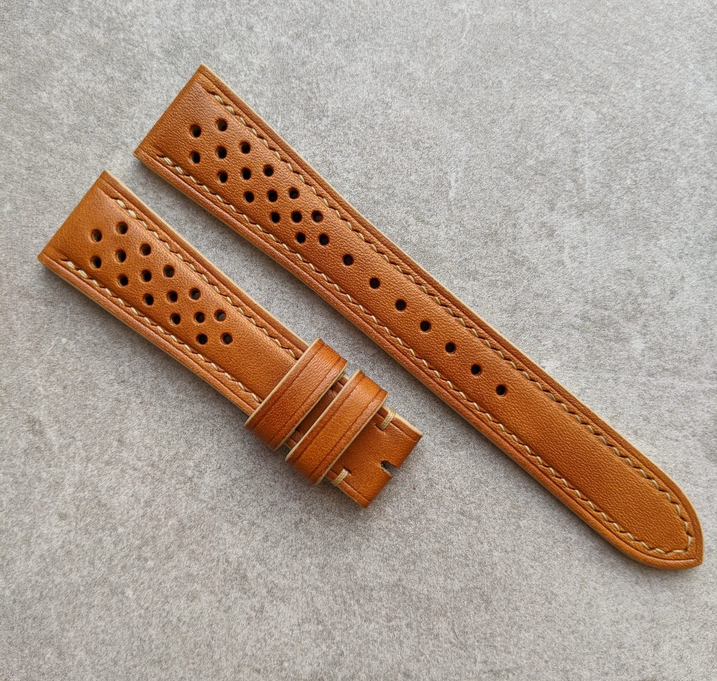 French Calfskin Rally Watch Strap - Tan