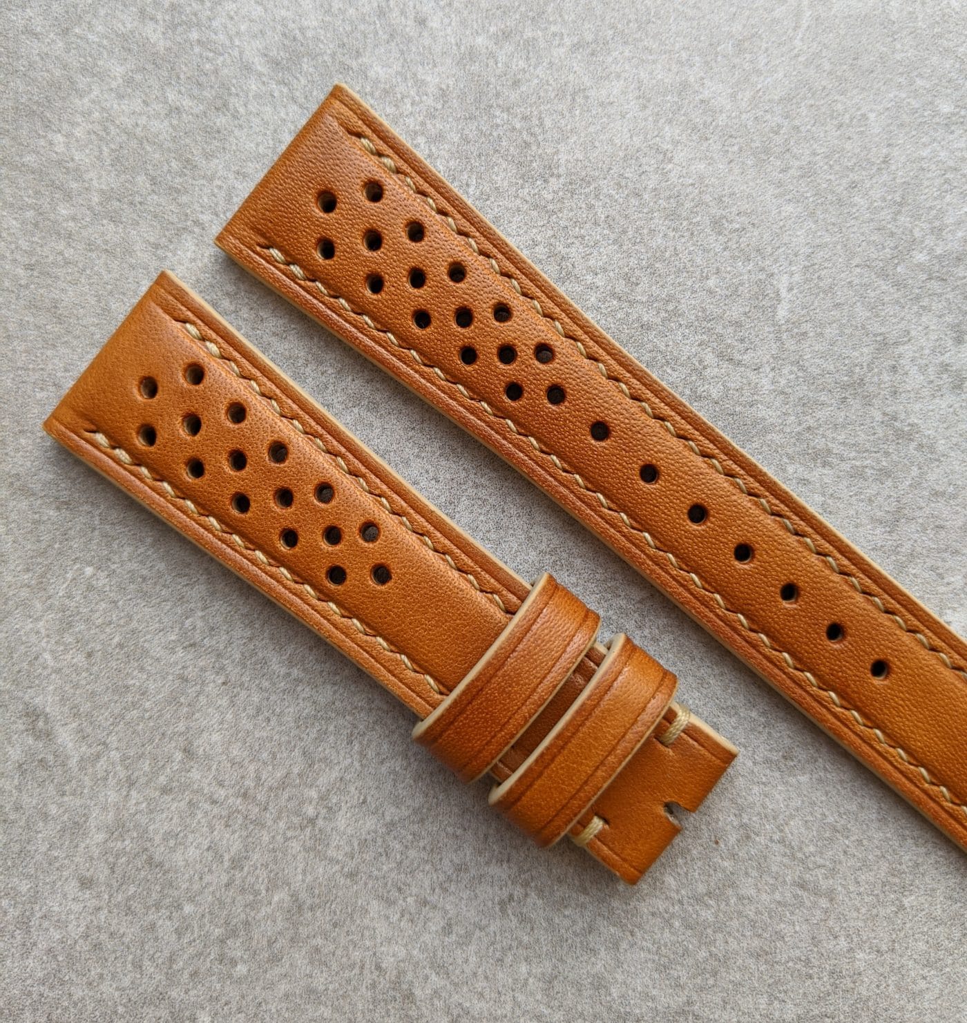 French Calfskin Rally Watch Strap - Tan