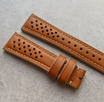 French Calfskin Rally Watch Strap - Tan