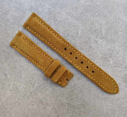 Padded Suede Leather Watch Strap - Mustard