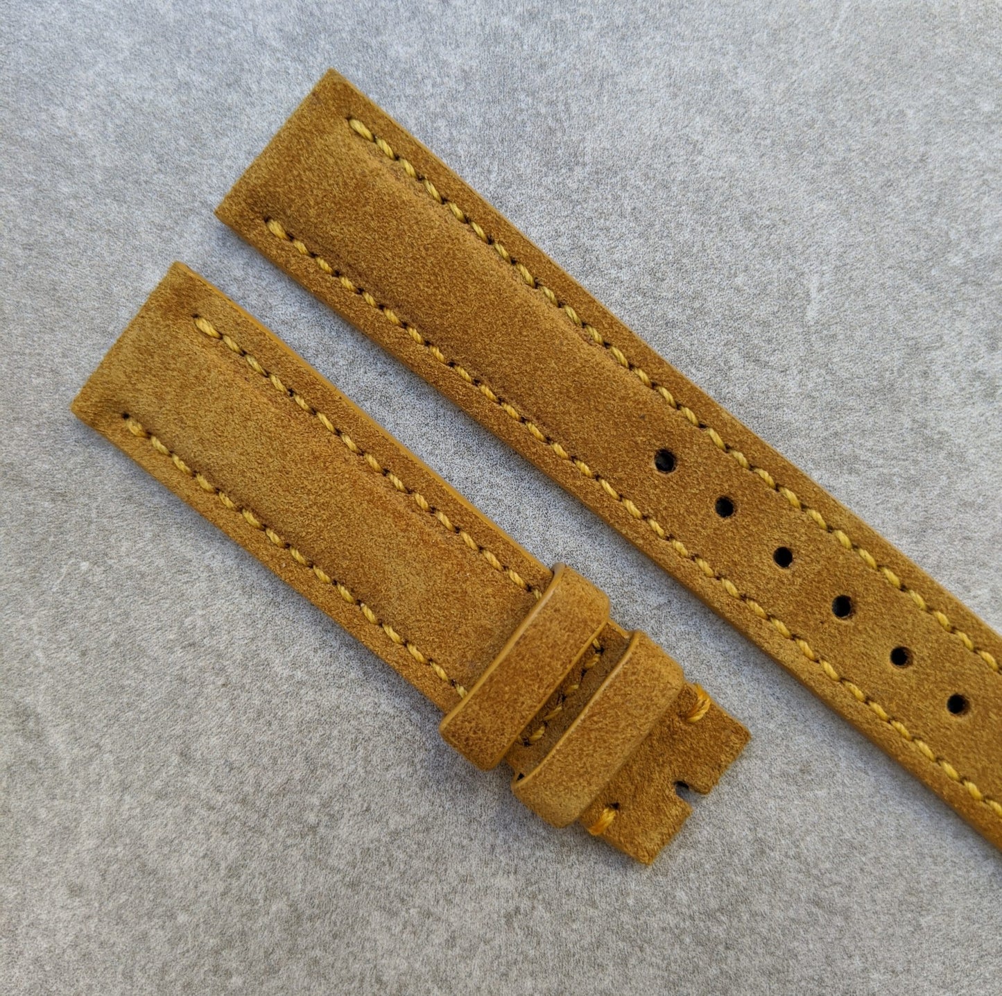 Padded Suede Leather Watch Strap - Mustard