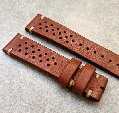 French Calfskin Rally Strap - Mahogany