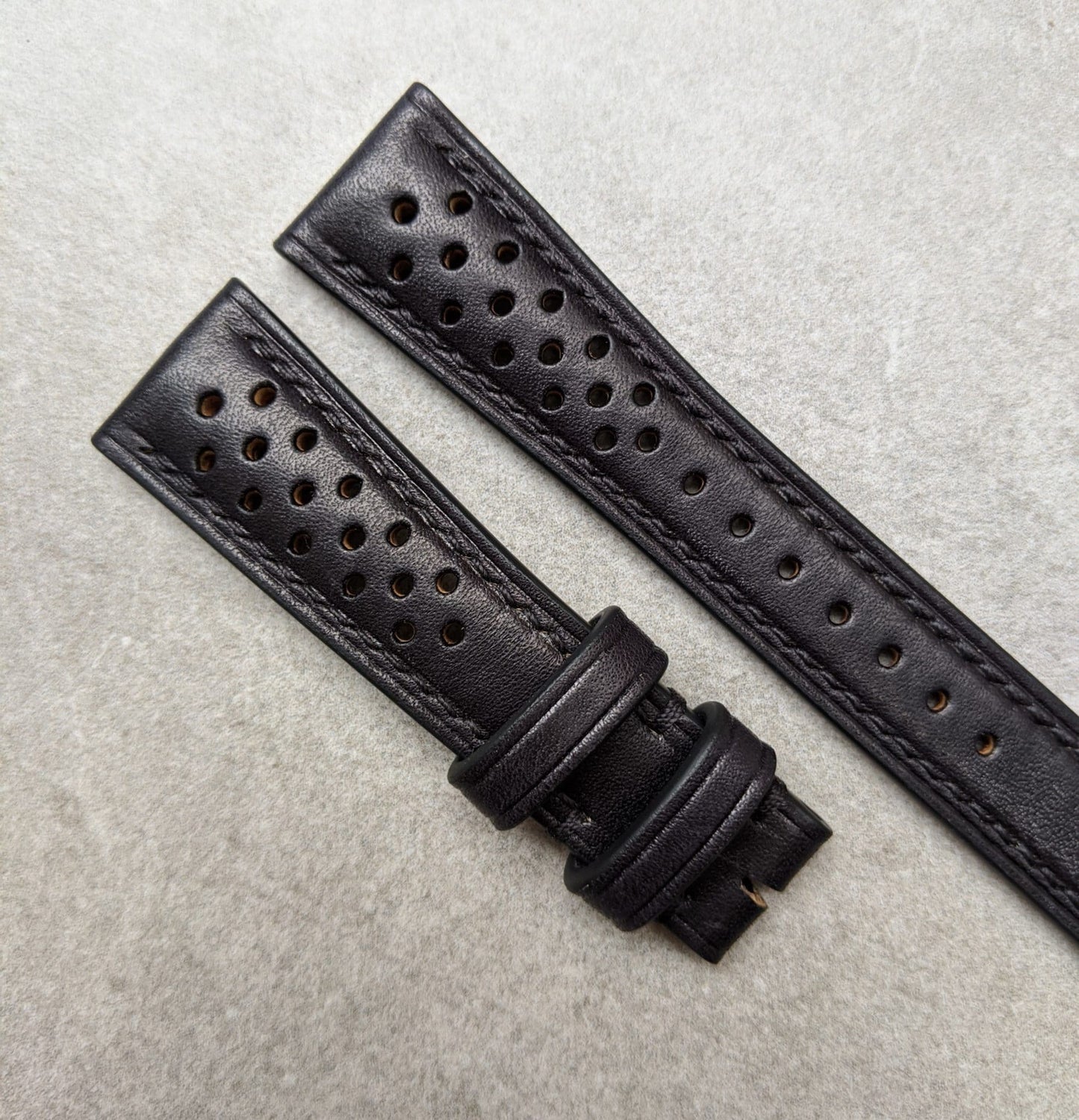 French Calfskin Rally Watch Strap - Black