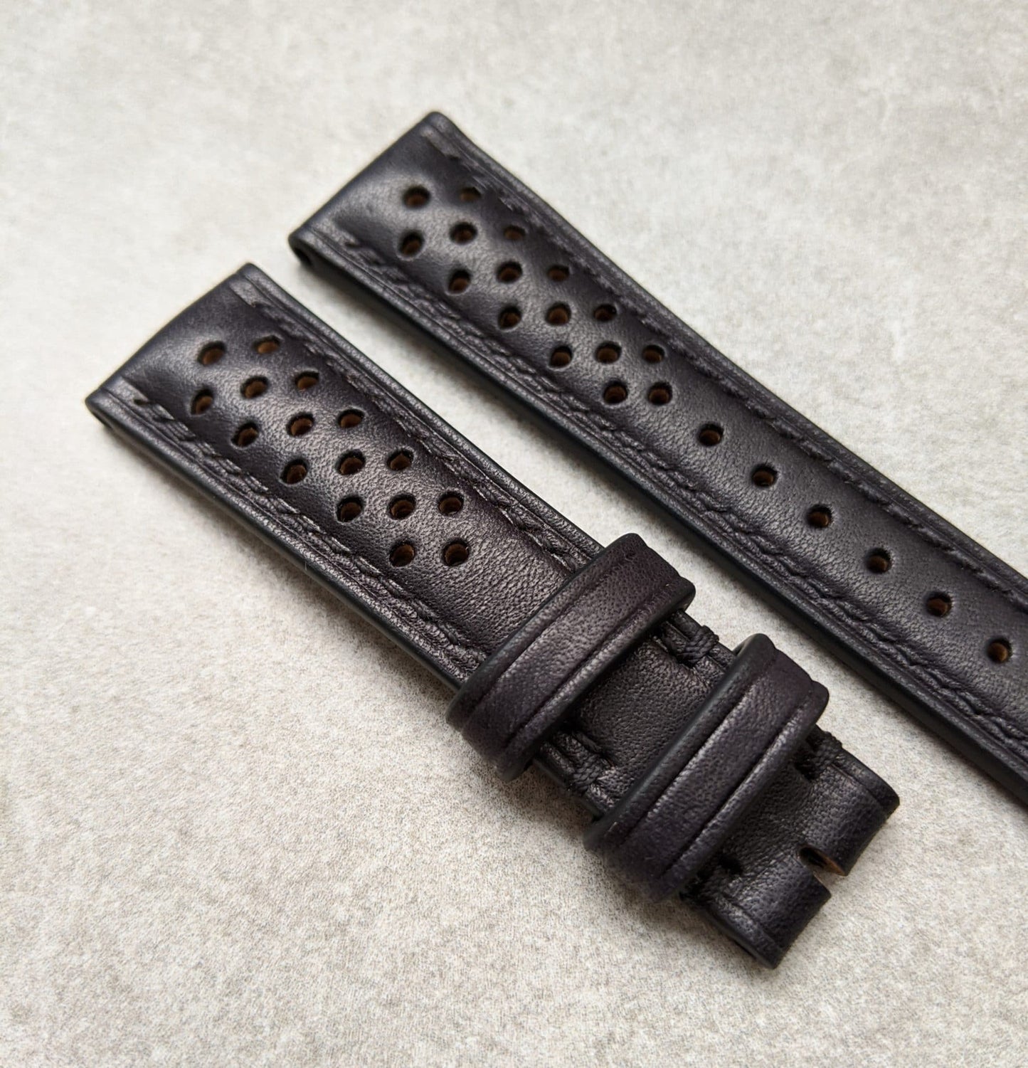 French Calfskin Rally Watch Strap - Black