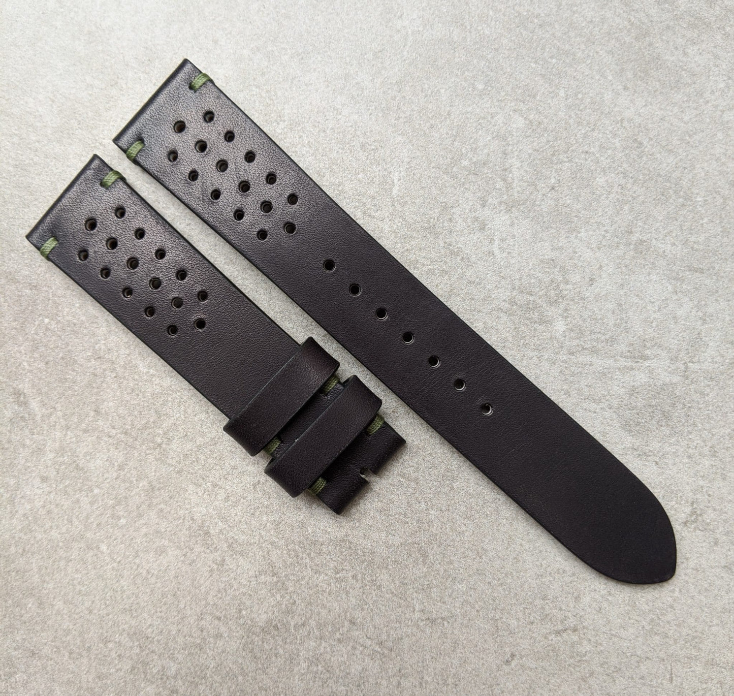 French Calfskin Rally Strap - Black & Olive