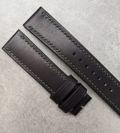 French Calfskin Watch Strap - Black & Olive