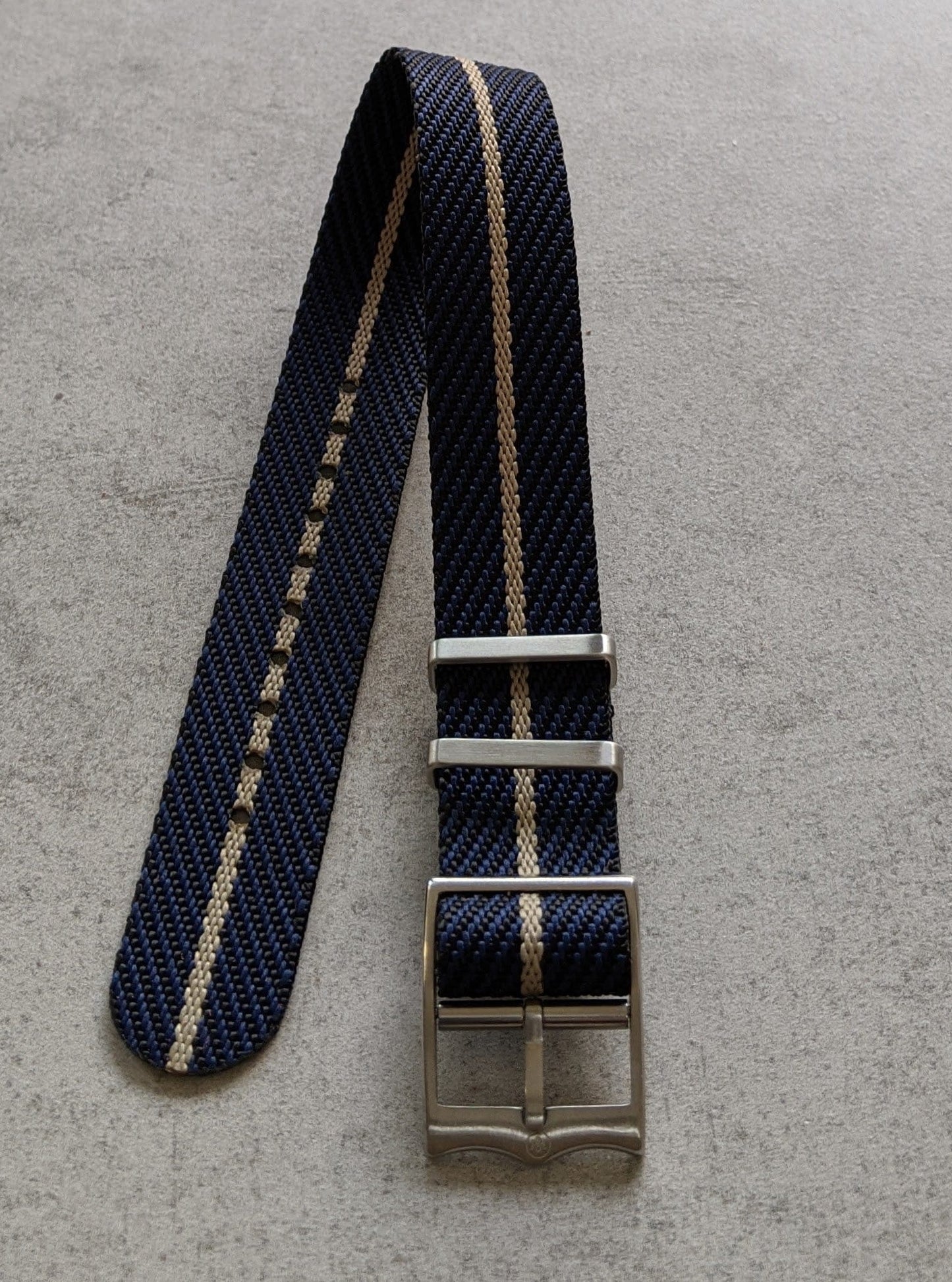 Woven Nylon Single Pass Strap - Navy, Black & Khaki