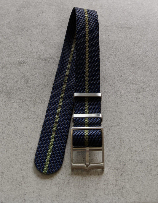 Woven Nylon Single Pass Strap - Navy, Black & Green