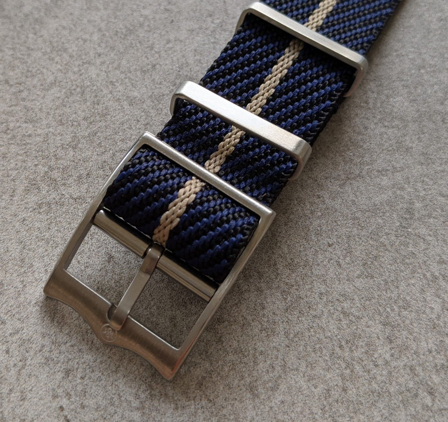 Woven Nylon Single Pass Strap - Navy, Black & Khaki