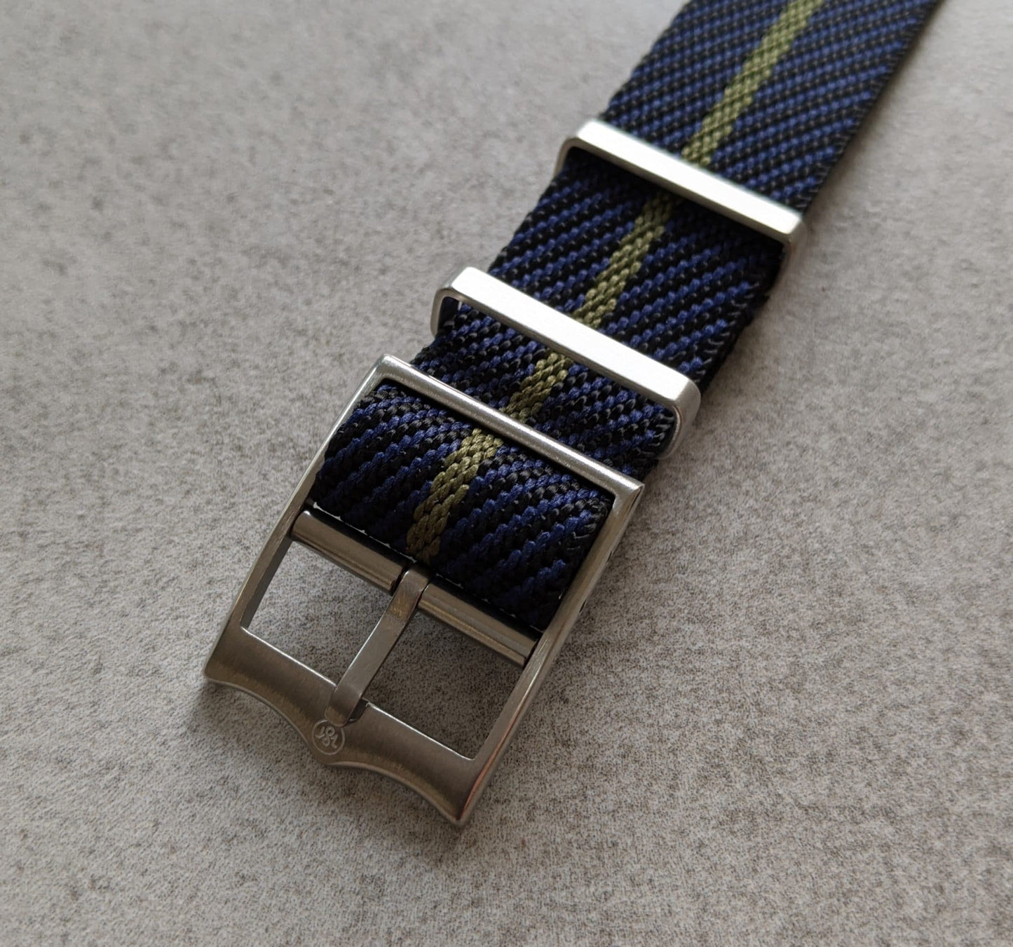 Woven Nylon Single Pass Strap - Navy, Black & Green