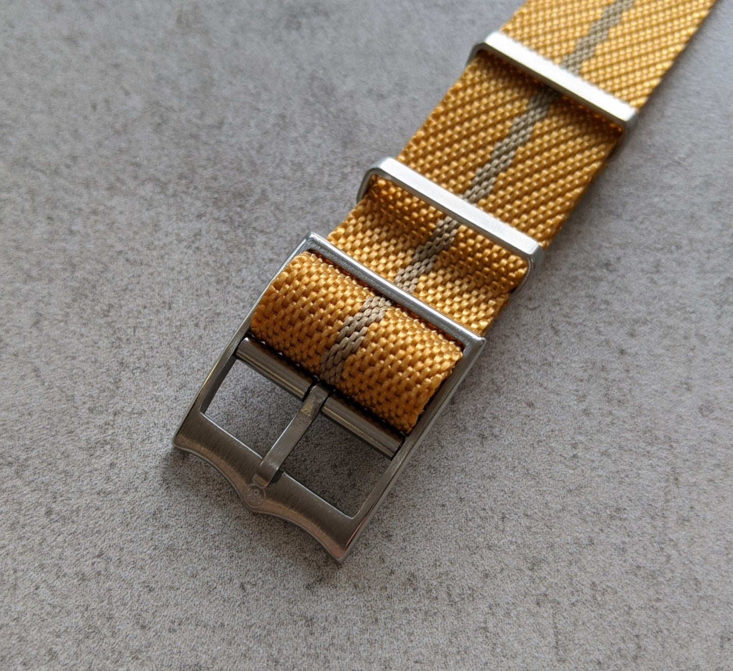 Woven Nylon Single Pass Strap - Gold & Khaki