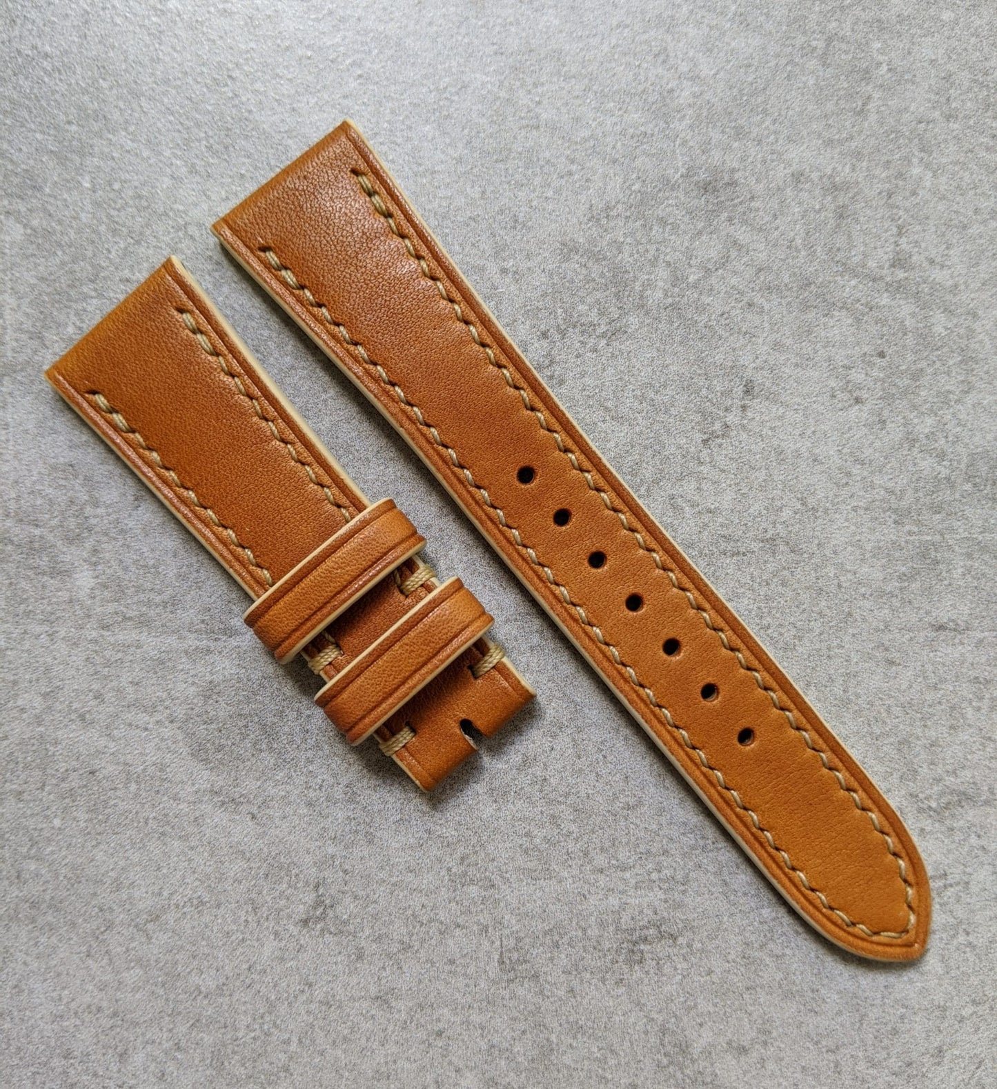 French Calfskin Leather Watch Strap - Tan