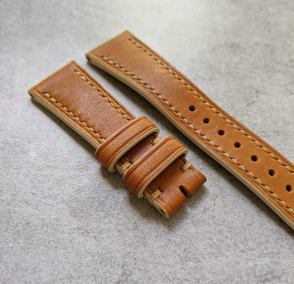 French Calfskin Leather Watch Strap - Tan