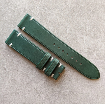 Forest Green French Calfskin Strap - Minimal Stitch