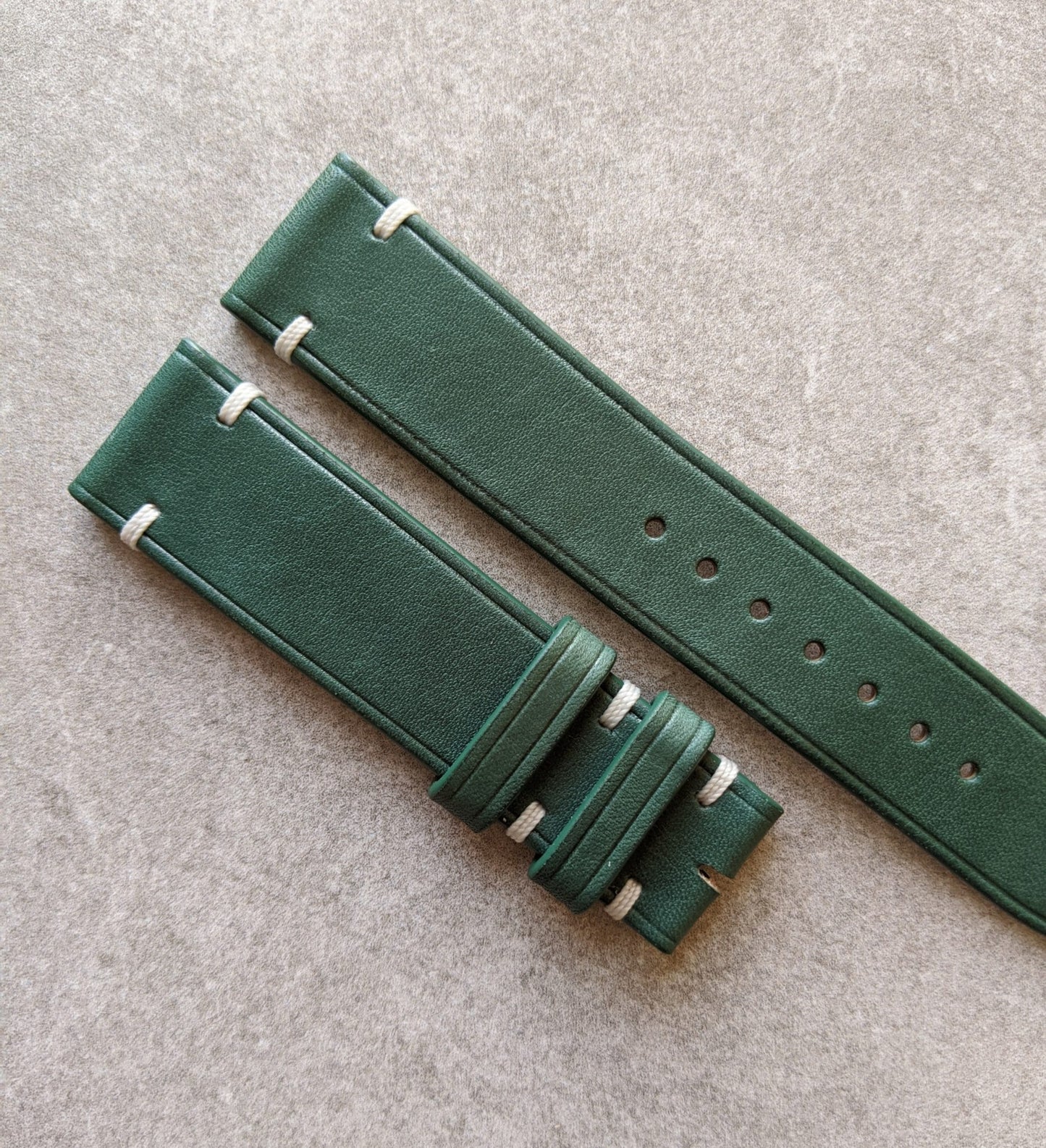 Forest Green French Calfskin Strap - Minimal Stitch