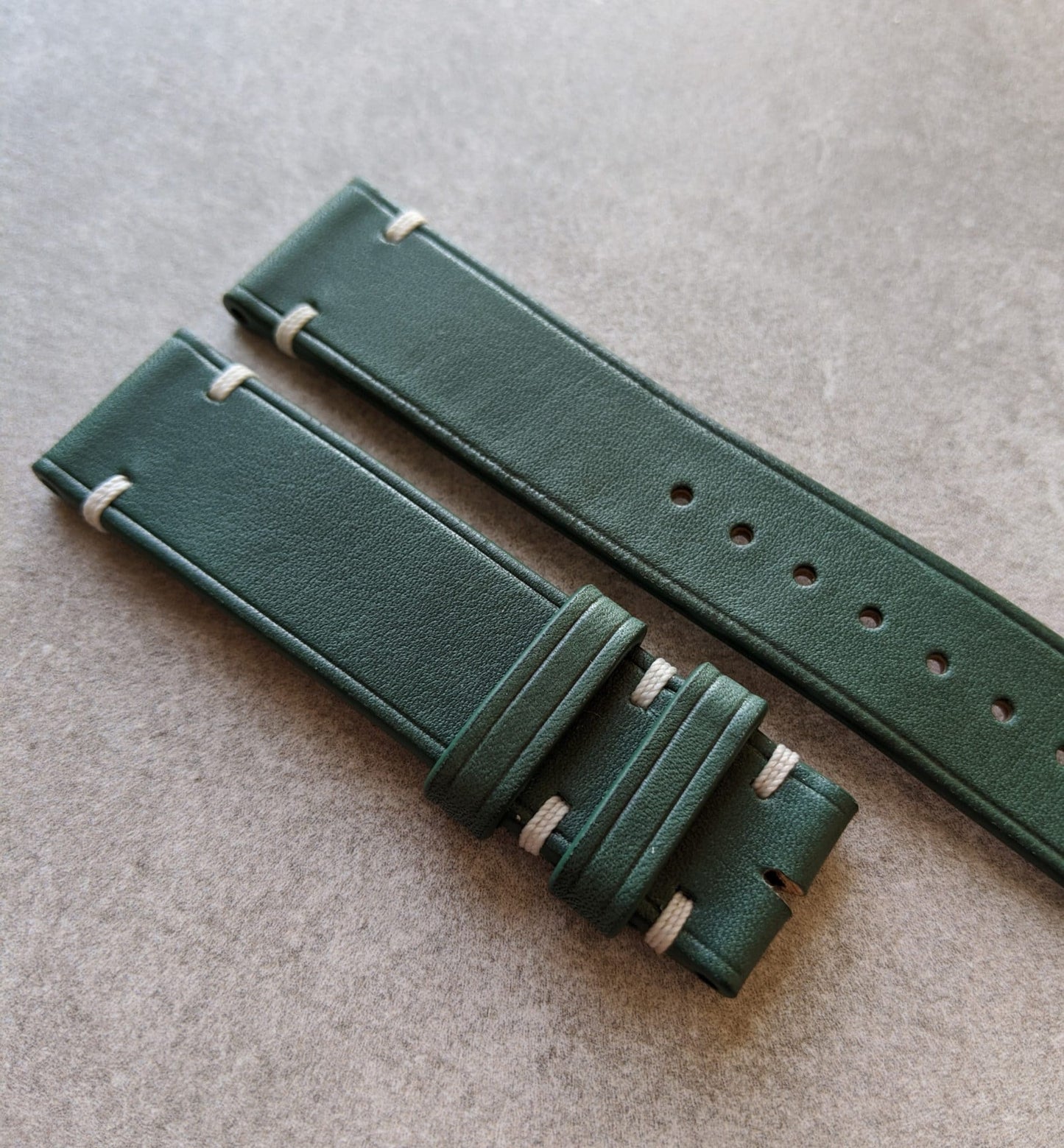 Forest Green French Calfskin Strap - Minimal Stitch