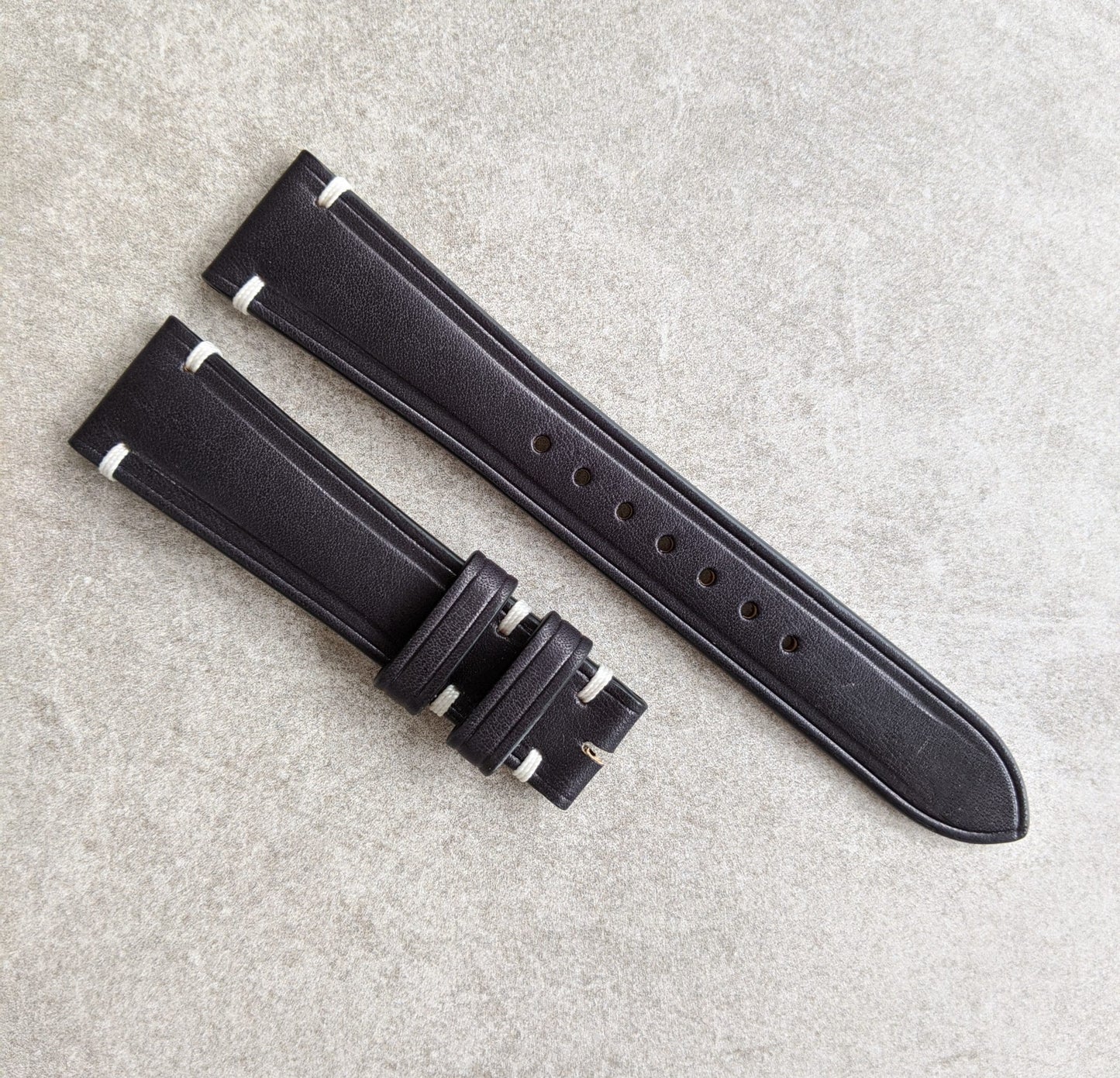 French Calfskin Strap Minimal Stitch - Black