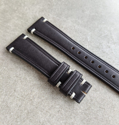 French Calfskin Strap Minimal Stitch - Black