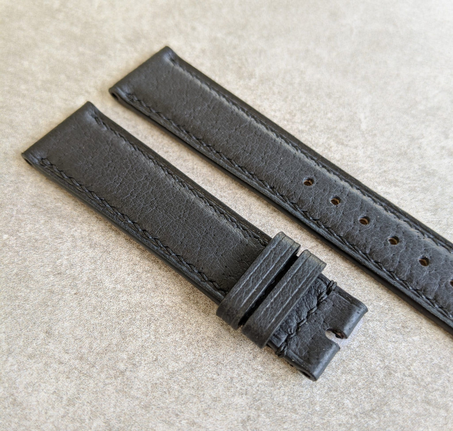 Vintage Pig Skin Strap - Black