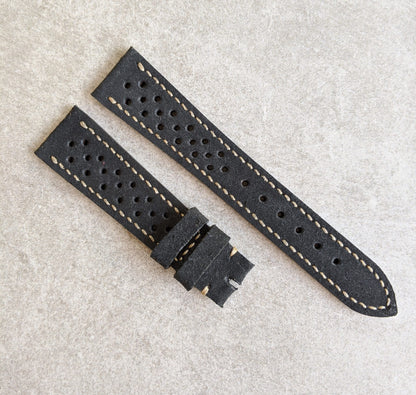 Stitched Suede Rally Strap - Black