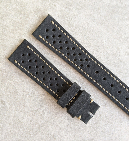 Stitched Suede Rally Strap - Black