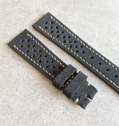 Stitched Suede Rally Strap - Black