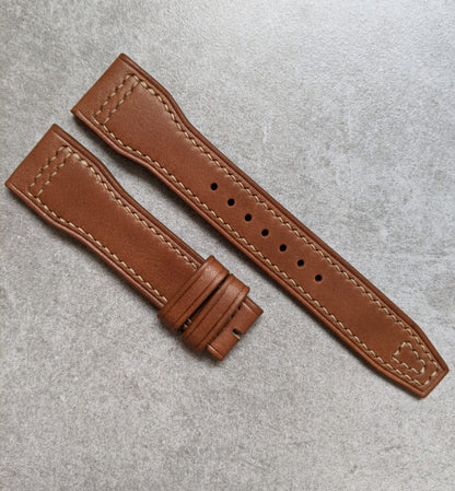 French Calfskin IWC Style Strap - Chestnut Brown