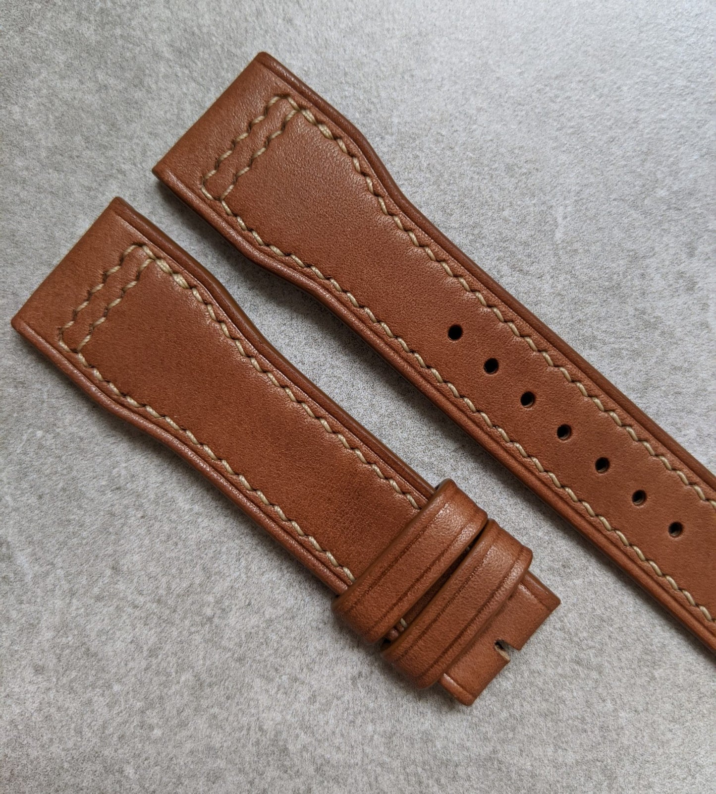 French Calfskin IWC Style Strap - Chestnut Brown