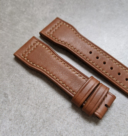 French Calfskin IWC Style Strap - Chestnut Brown