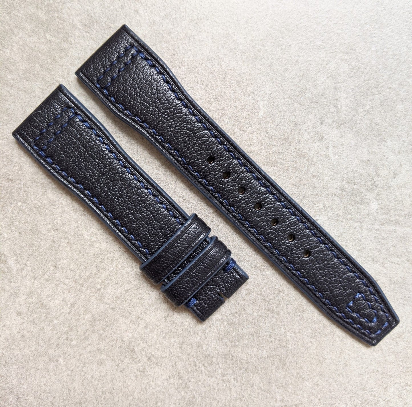 Goatskin IWC Style Strap - Navy Blue