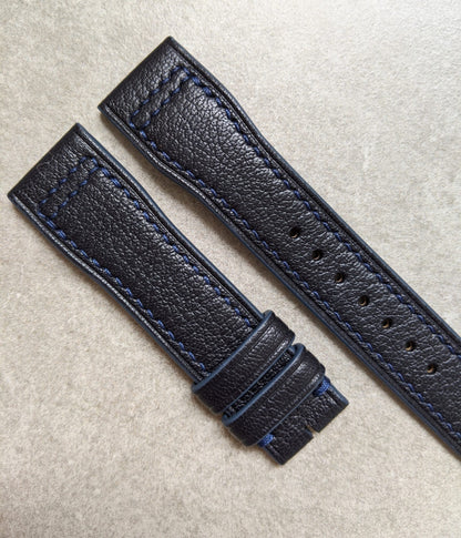 Goatskin IWC Style Strap - Navy Blue