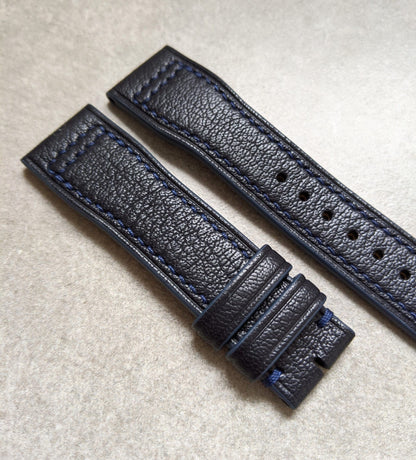 Goatskin IWC Style Strap - Navy Blue