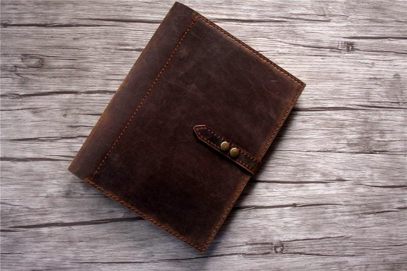 A5 Brown Leather 3 Ring Binders Portfolio Holder
