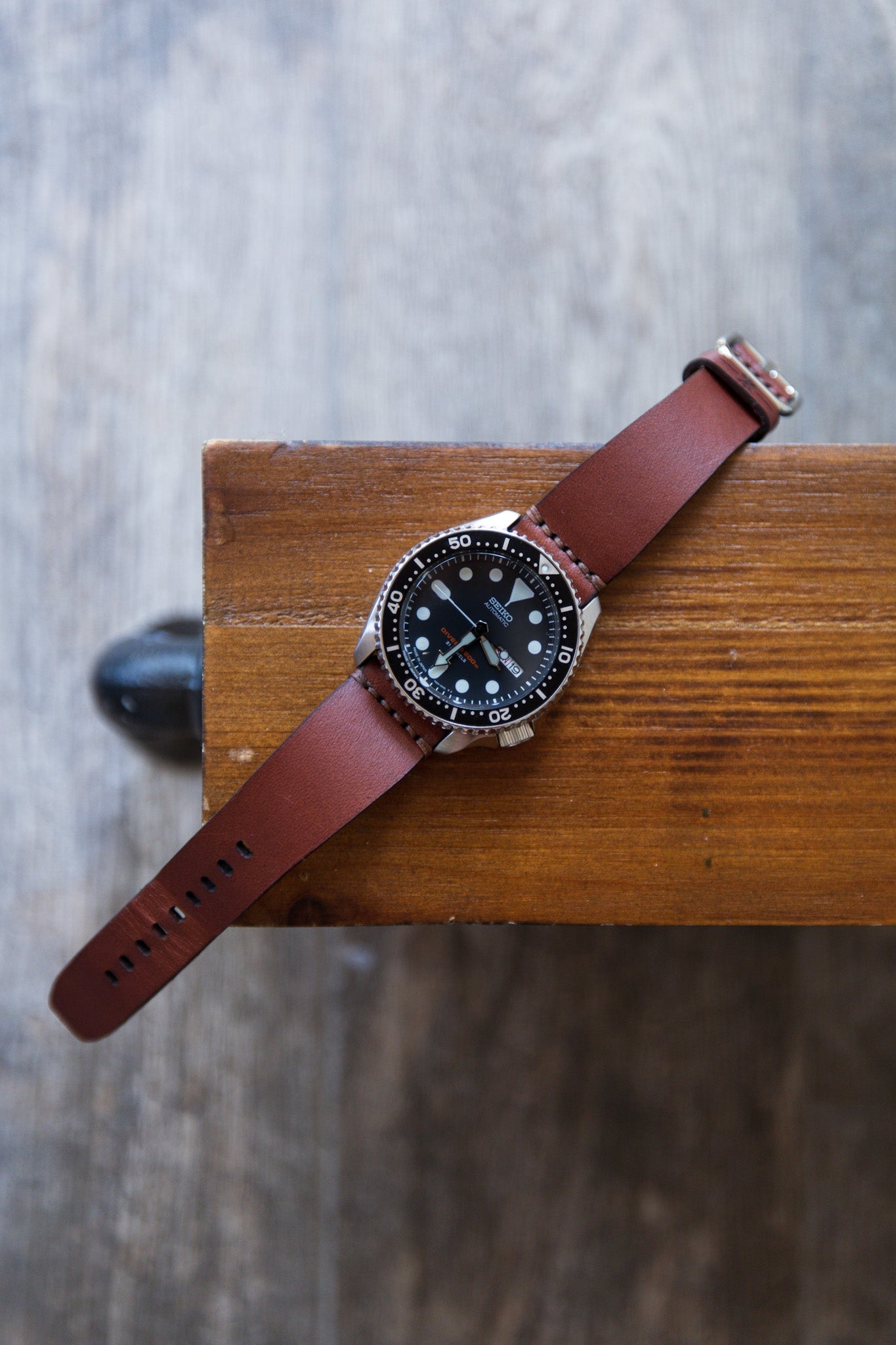 Leather Simple Watch Strap - Medium Brown