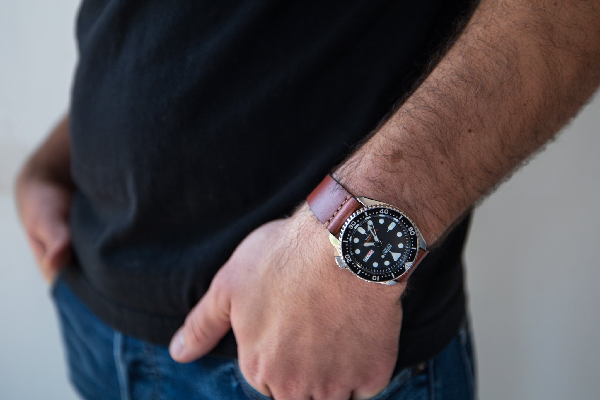 Leather Simple Watch Strap - Medium Brown