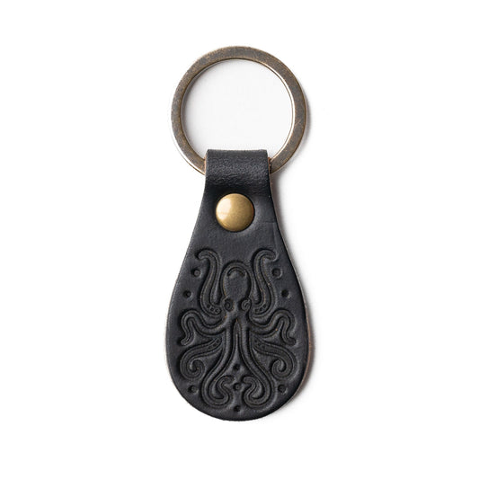 Leather Kraken Keyfob - Black